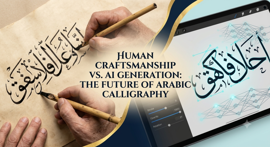 Comparison of traditional and AI-generated Arabic calligraphy