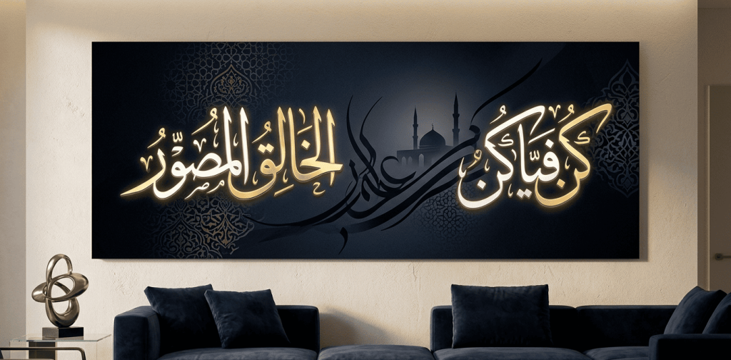Modern Islamic Calligraphy digital art in landscape format 