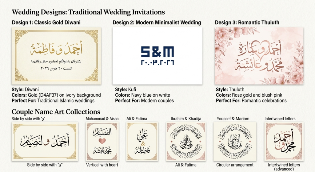 Gallery & Inspiration - Arabic Calligraphy Examples 2 Arabic calligraphy wedding invitation templates